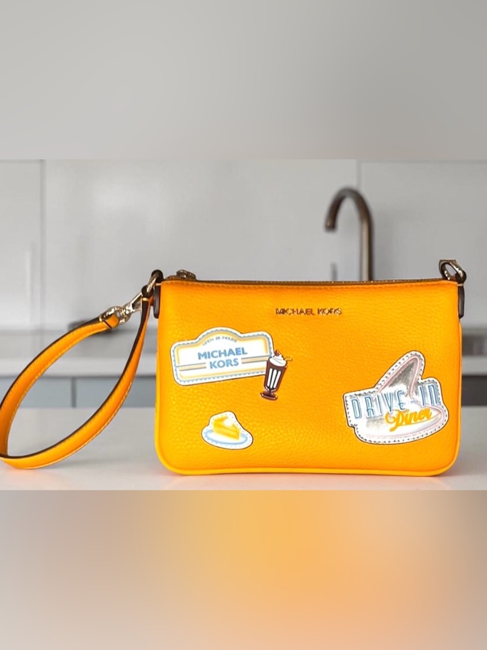 Michael Kors Jet Set Drive-In Sticker-Detail Wristlet NWT $298